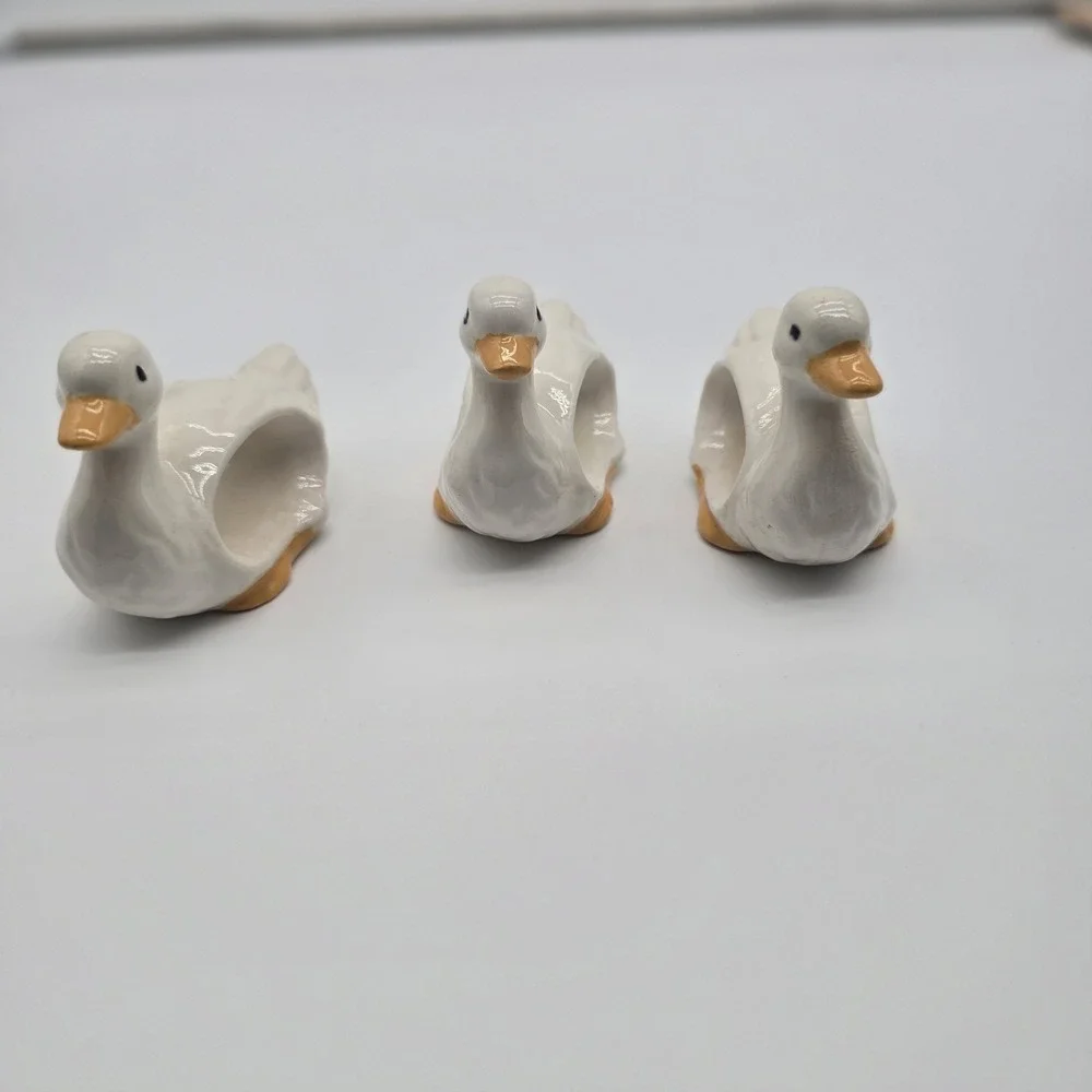 Vintage Handmade Duck Napkin Holders Glazed Ceramic Set‎ of 3